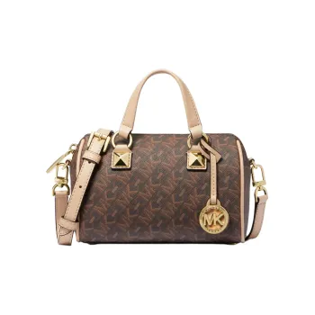 MICHAEL KORS Grayson Artificial Leather Boston Bag, Handbag, Shoulder Bag, Crossbody Bag Small Size Women's Dark Brown