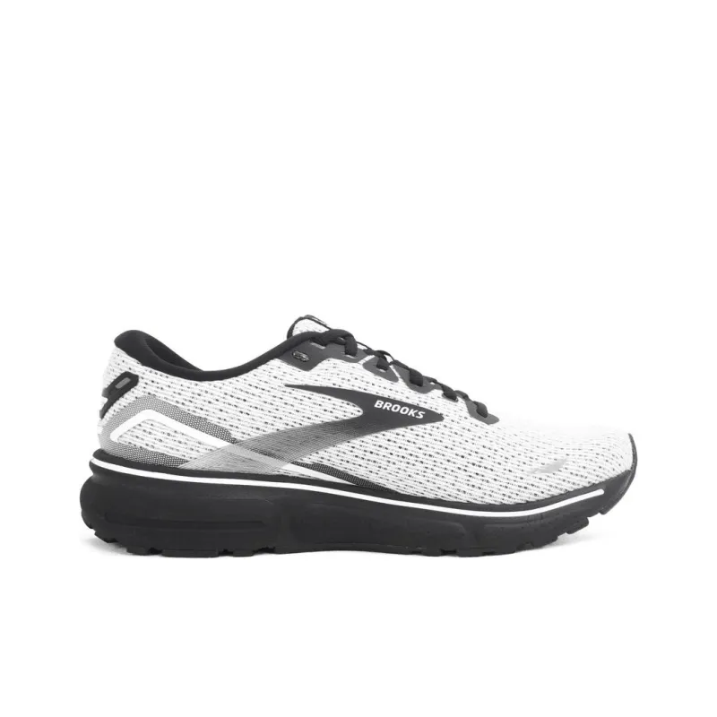 Brooks Ghost 15 Cushioning Breathable Low-Top Running Shoes Men's White Black-1