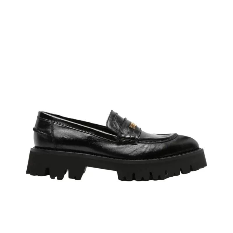 MOSCHINO Logo-lettering Chunky Leather Loafers-1