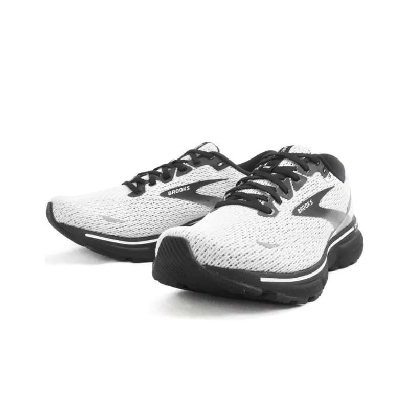 Brooks Ghost 15 Cushioning Breathable Low-Top Running Shoes Men's White Black-2