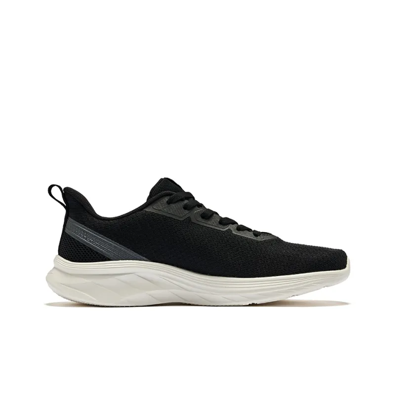 Erke Flash Cushioning And Breathable Low Top Running Shoes Men's Jet Black Carbon Gray-1