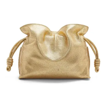 LOEWE Flamenco Sheepskin One Shoulder Crossbody Clutches Mini Women's Gold