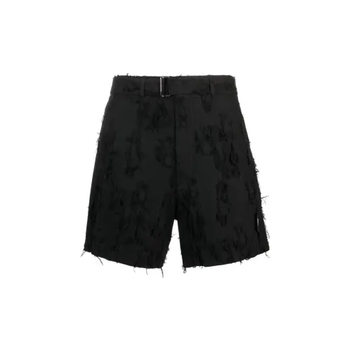 MSGM Distressed Belted Cotton Shorts