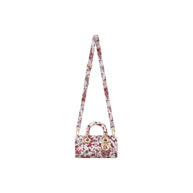 DIOR Lady D JOY Cow Leather Dior Bag Shoulder Bag Crossbody Bag Handbag Small Size Women's White & Red-5
