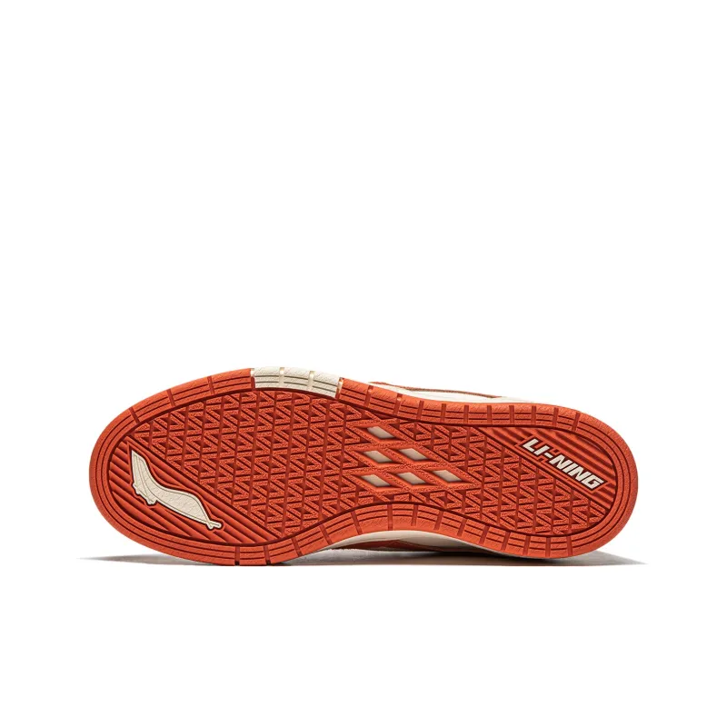 LiNing Wave Pro S Wear Resistant Low Top Skateboard Shoes Women's Beige White Orange-6