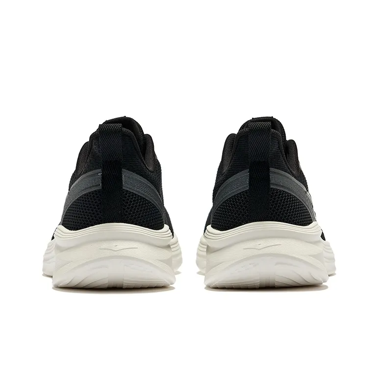 Erke Flash Cushioning And Breathable Low Top Running Shoes Men's Jet Black Carbon Gray-3