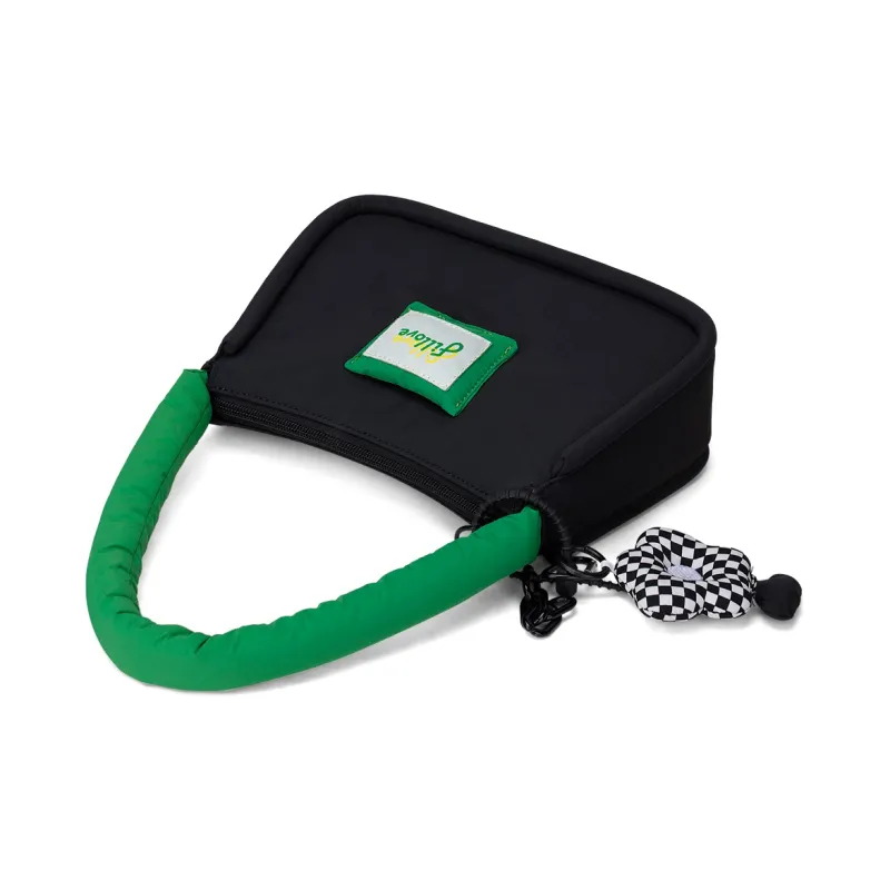 Fillove Fabric Shoulder Bag Women's Black+Green-5