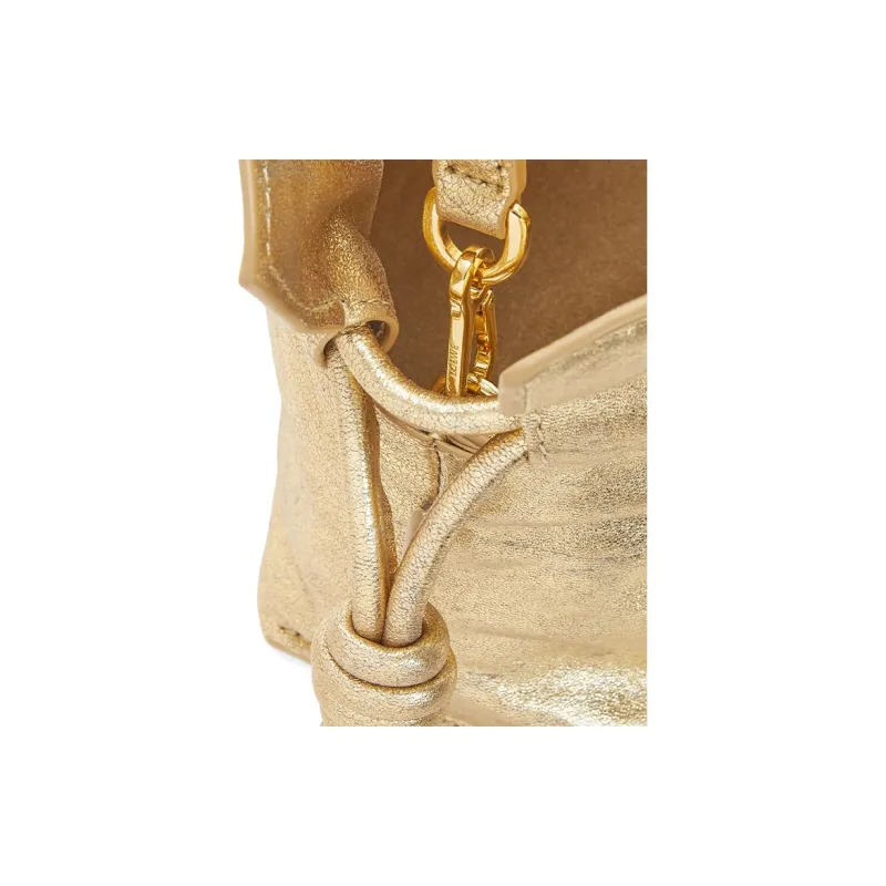 LOEWE Flamenco Sheepskin One Shoulder Crossbody Clutches Mini Women's Gold-6