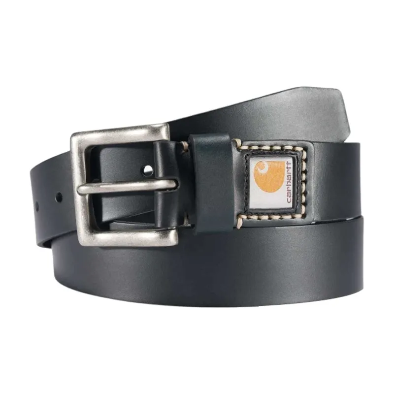 Carhartt Brand Logo Pin Buckle Leather Belts Unisex Black-0