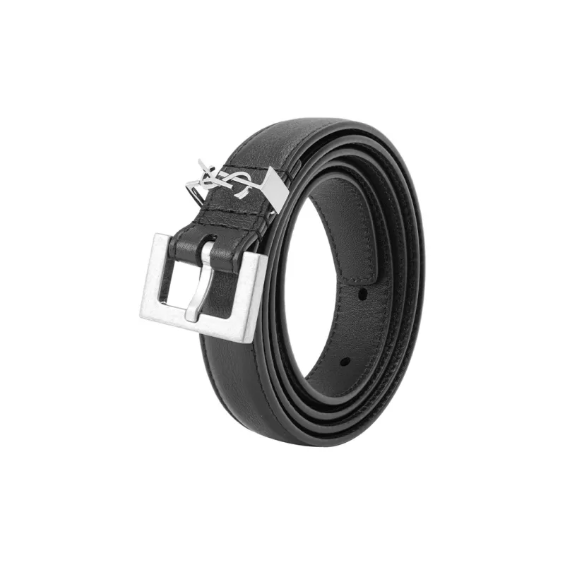 SAINT LAURENT Cassandre Thin Square Buckled Belt-2