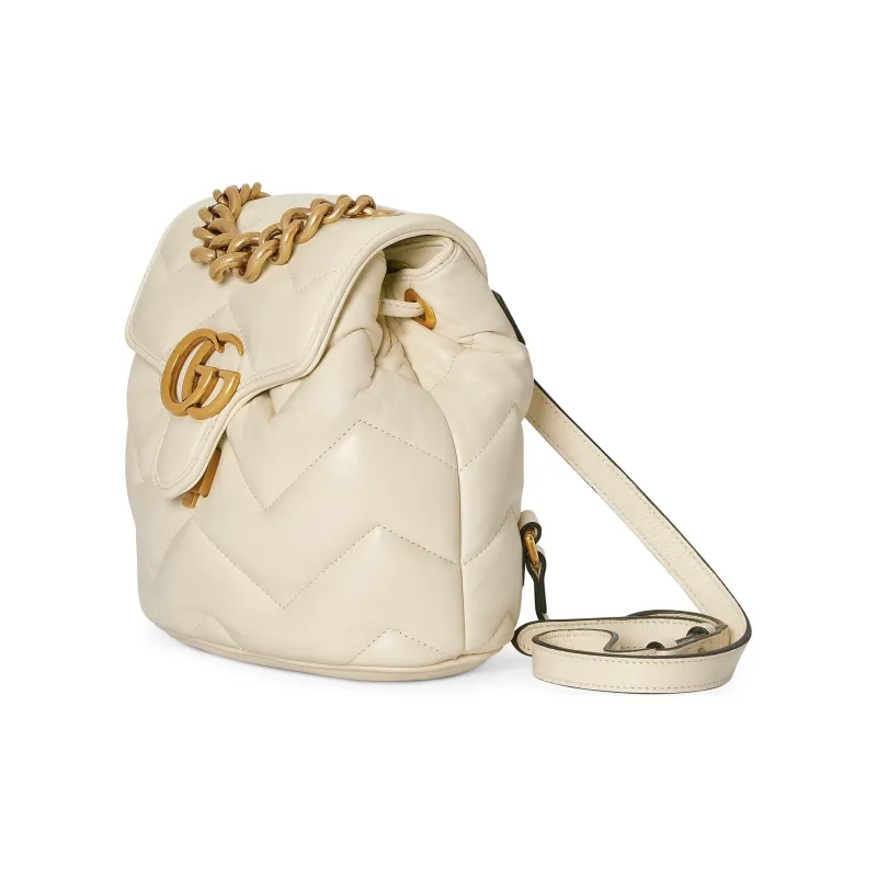 GUCCI GG Marmont Quilted V-Shaped Leather Backpack Women's White-1