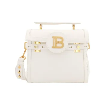 BALMAIN B BUZZ Leather Shoulder Bag Crossbody Bag Handbag Women's White