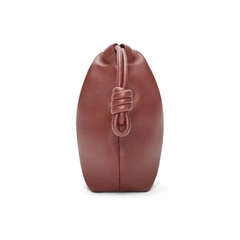 LOEWE Flamenco Nappa Sheepskin One Shoulder Crossbody Clutch Mini Women's Dark Brick Red-4