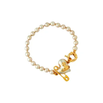Vivienne Westwood Brass, Pearl Bracelets Unisex Gold