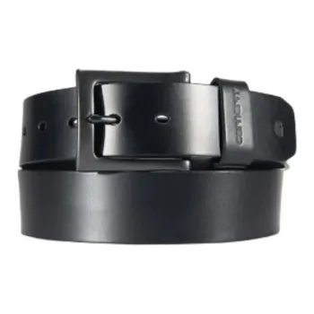 Carhartt Letter Logo Pin Buckle Leather Belts Unisex Black