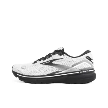 Brooks Ghost 15 Cushioning Breathable Low-Top Running Shoes Men's White Black