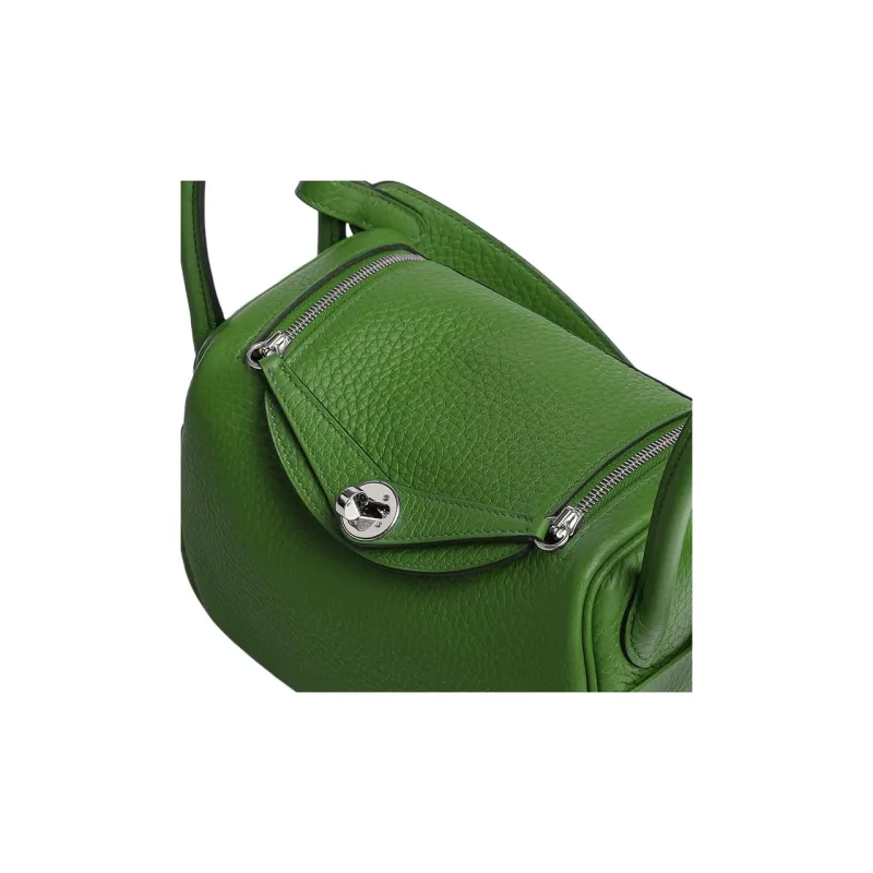 HERMES Lindy Clemence Bullock Leather Handbag Shoulder Bag Crossbody Bag Mini Women's A8 Yuka Ribbon Green-2