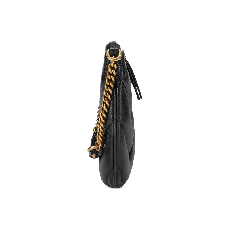 GUCCI GG Marmont Quilted V Shaped Leather Handbag Shoulder Bag Women's Black-2