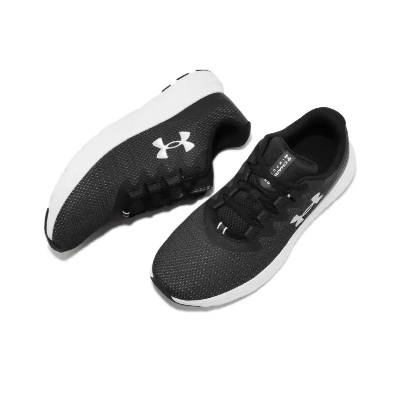 Under Armour Charged Impulse 3 Abrasion Resistant Low Top Running Shoes Men's Black White-4