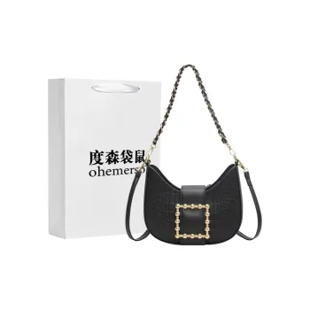 Dusen Kangaroo PU Shoulder Bag, Crossbody Bag Medium Size Women's Black/White