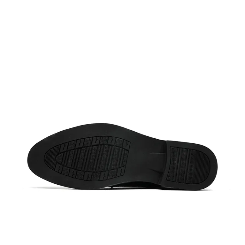 GZZ Dress Shoes Men Low Top Black-4