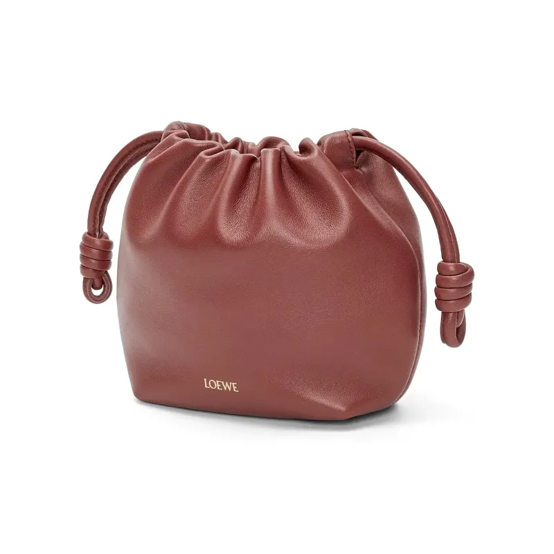 LOEWE Flamenco Nappa Sheepskin One Shoulder Crossbody Clutch Mini Women's Dark Brick Red-3