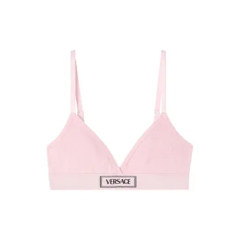 VERSACE Logo Patch V Neck Bra