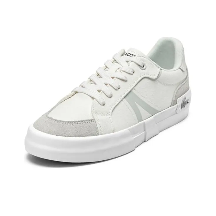 LACOSTE Low Top Skateboard Shoes Women's White Gray-1