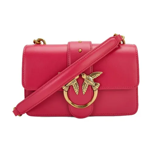 PINKO Simply Calfskin Distressed Metal Chain Robin Bag Crossbody Bag Shoulder Bag Women's Rose Red