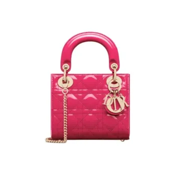 DIOR Lady Dior Patent Leather Cowhide Dior Bag Shoulder Bag Crossbody Bag Handbag Mini Women's Purple Pink