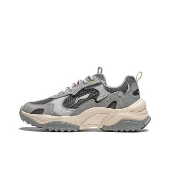 LiNing Churu Anti Slip Wear Resistant Low Top Casual Shoes Women's Moon Plate Gray