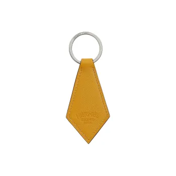 HERMES Swift Leather Tie Shaped Key Ring, Bag Accessory Women's Amber Yellow