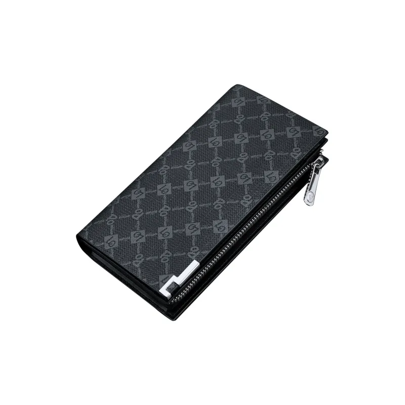 WilliamPOLO PVC Anti Theft Multi Compartment Ticket Clip Cell Phone Wallet Clutch Regular Men's Black-5