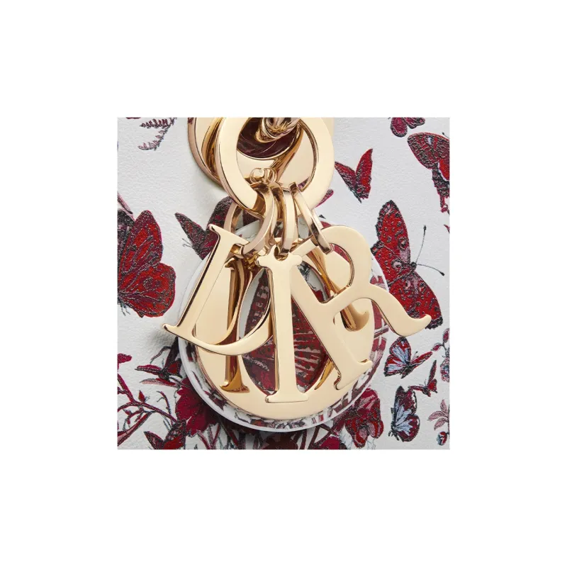 DIOR Lady D JOY Cow Leather Dior Bag Shoulder Bag Crossbody Bag Handbag Small Size Women's White & Red-6