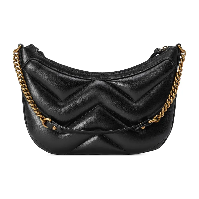 GUCCI GG Marmont Quilted V Shaped Leather Handbag Shoulder Bag Women's Black-3