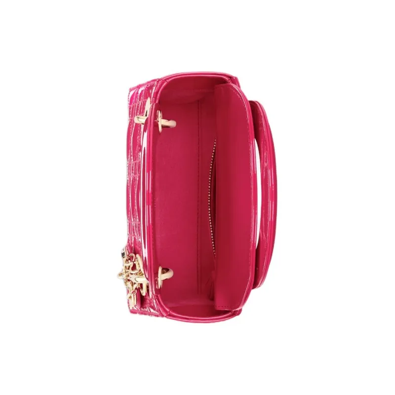 DIOR Lady Dior Patent Leather Cowhide Dior Bag Shoulder Bag Crossbody Bag Handbag Mini Women's Purple Pink-3