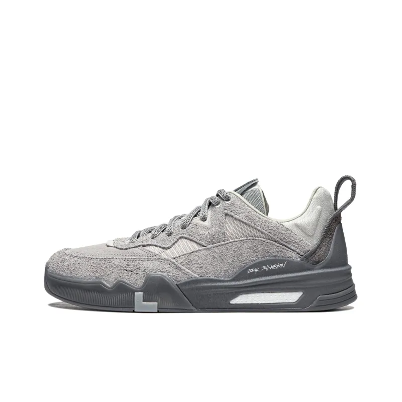 LiNing Wear-Resistant Low-Top Skateboard Shoes Men's Gray-0