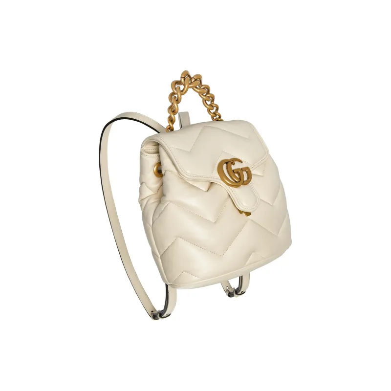 GUCCI GG Marmont Quilted V-Shaped Leather Backpack Women's White-7