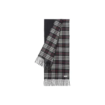 Burberry Vintage Checker Cashmere Fringe Scarf