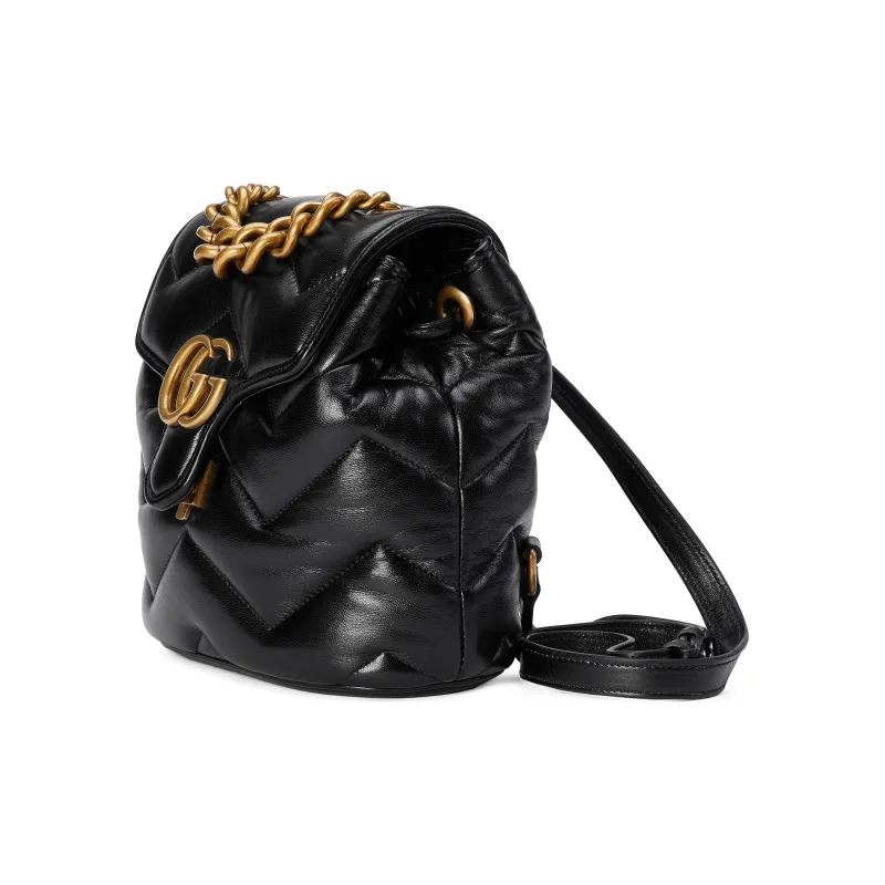 GUCCI GG Marmont Quilting V Shaped Leather Backpack Women's Black-1