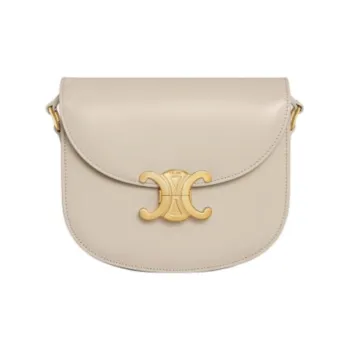 CELINE Besace Cow Leather Portable Crossbody Bag Shoulder Bag Women's Light Stone Color