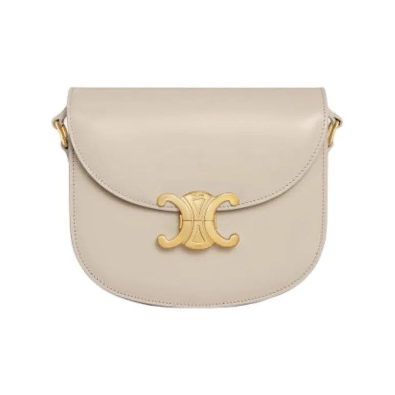 CELINE Besace Cow Leather Portable Crossbody Bag Shoulder Bag Women's Light Stone Color-0