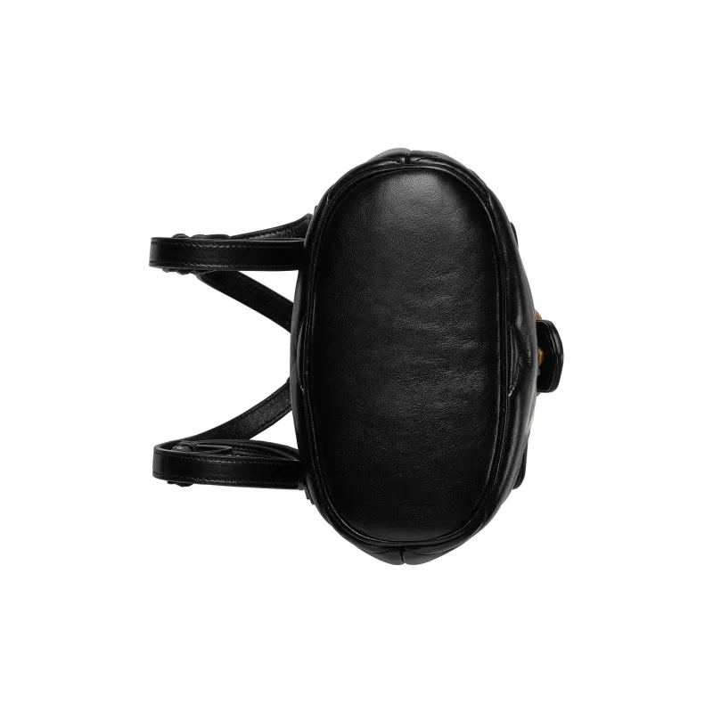 GUCCI GG Marmont Quilting V Shaped Leather Backpack Women's Black-4