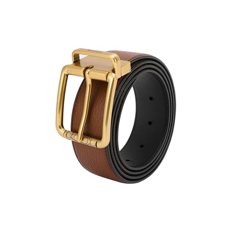 COACH Cow Leather Belt Men's Brown Width 3.5cm-2