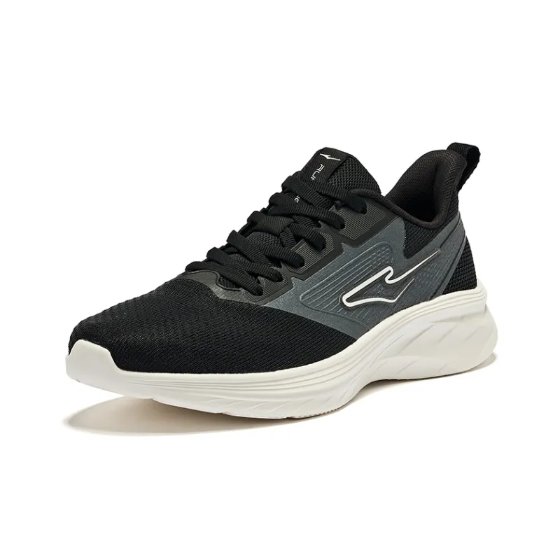 Erke Flash Cushioning And Breathable Low Top Running Shoes Men's Jet Black Carbon Gray-2