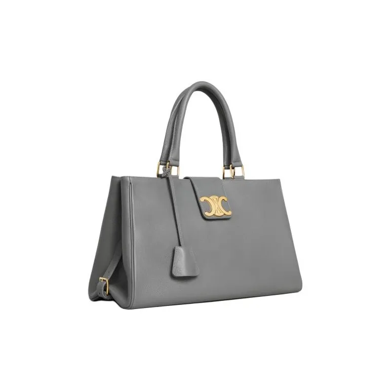 CELINE Soft Cow Leather Shoulder Bag Crossbody Bag Handbag Medium Size Women's Zinc Color-1