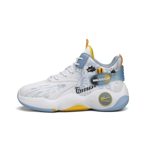 Warrior Cushioning Anti Slip Wear Resistant Height Increasing story High Top Basketball Shoes Men's White Blue