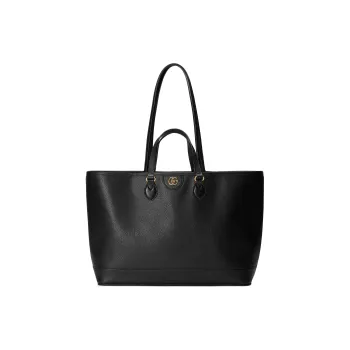 GUCCI Ophidia Leather Tote Bag Shopping Bag Shoulder Bag Handbag Medium Size Women's Black