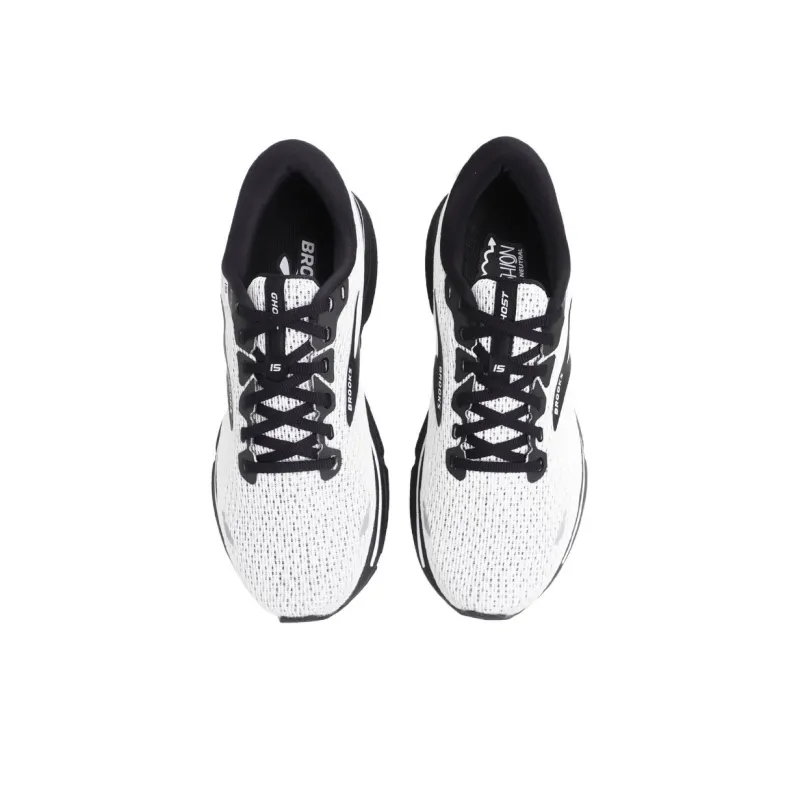 Brooks Ghost 15 Cushioning Breathable Low-Top Running Shoes Men's White Black-3