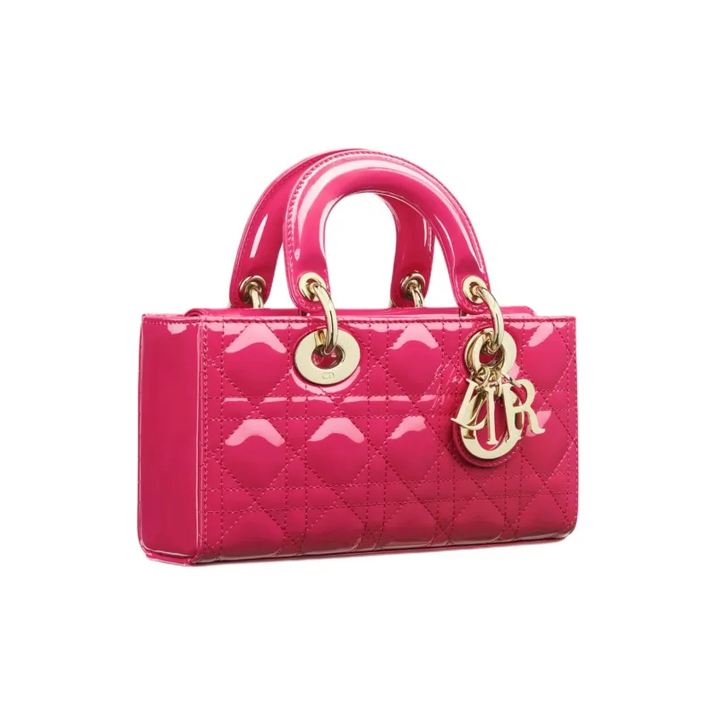 DIOR Lady D-JOY Patent Leather Cowhide Dior Bag Shoulder Bag Crossbody Bag Handbag Small Size Women's Purple Pink-1